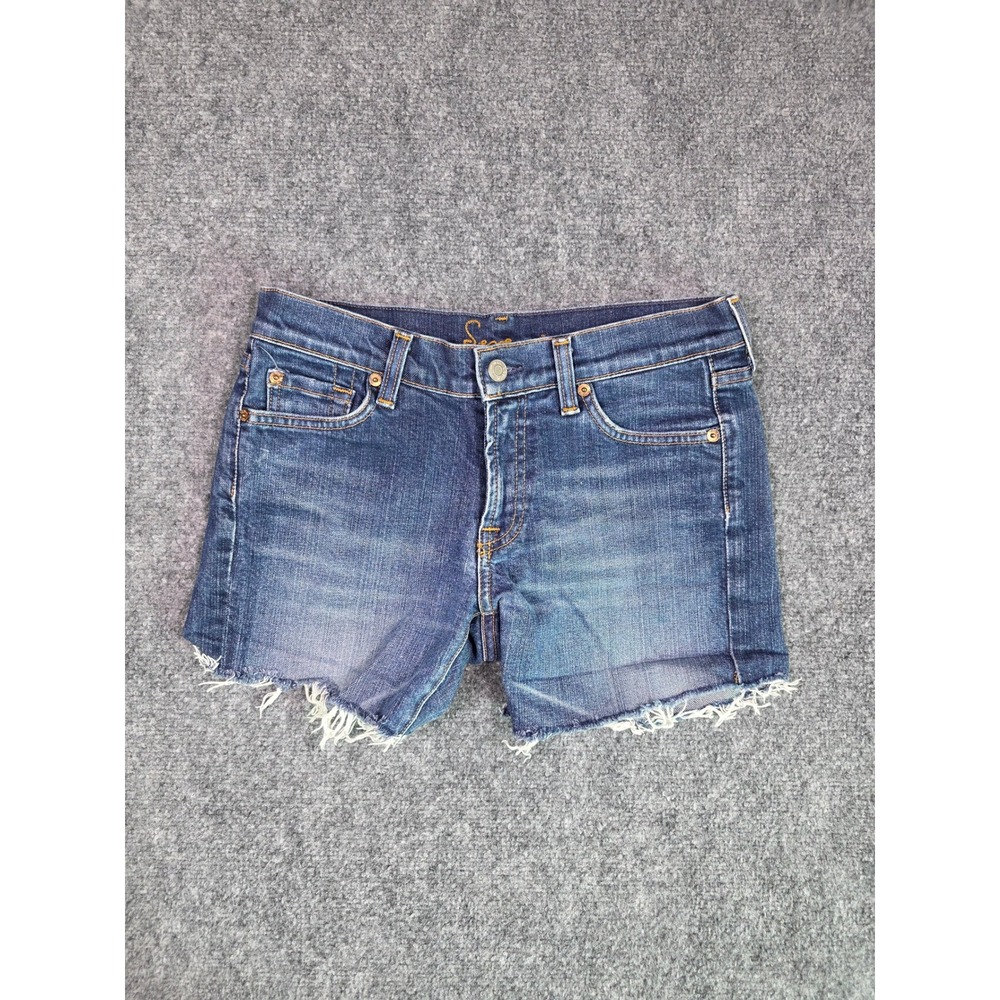 7 For All Mankind Blue Denim Cutoff Jean Shorts